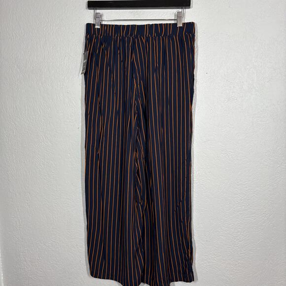 NEW! F21 Forever 21 Elastic Waist Ankle Pant Harem Stripe Loose Fit Casual - L - Picture 4 of 5